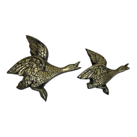 Two Mid-Century Brass Flying‎ Geese - Picture 1 of 8